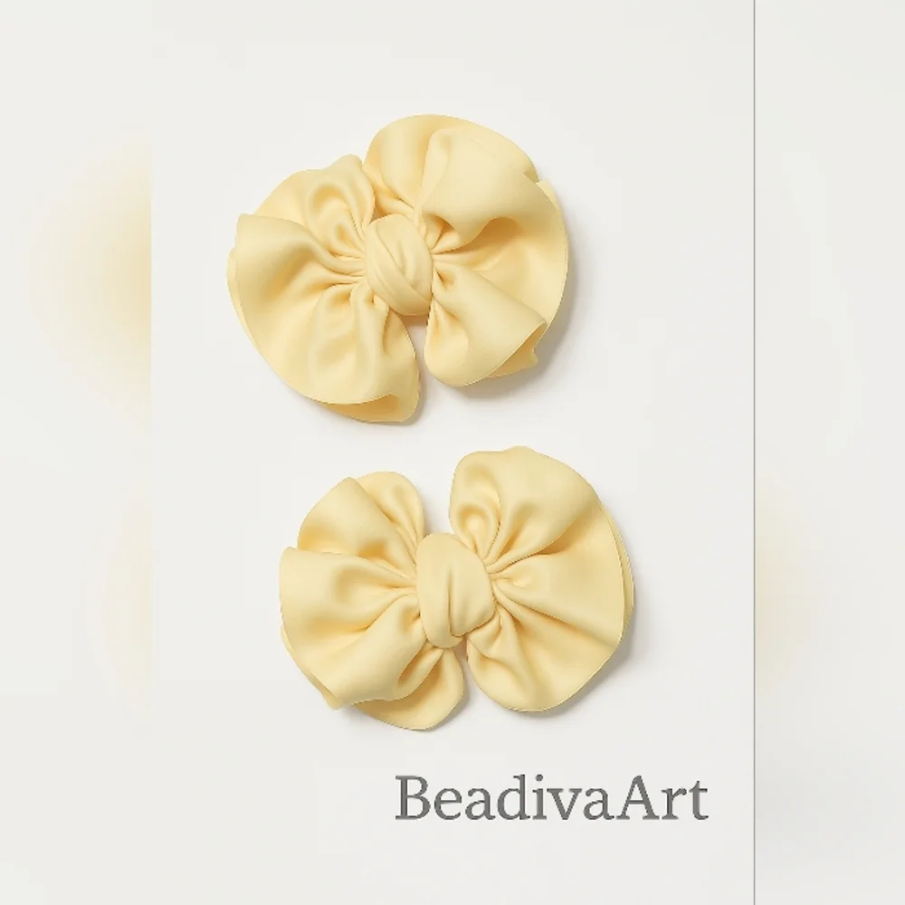 Charming Cream Hair Bows For Girls 🎀✨